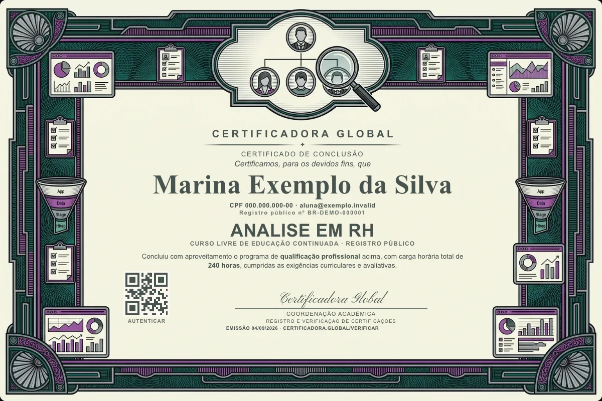 Capa do curso Analise em RH