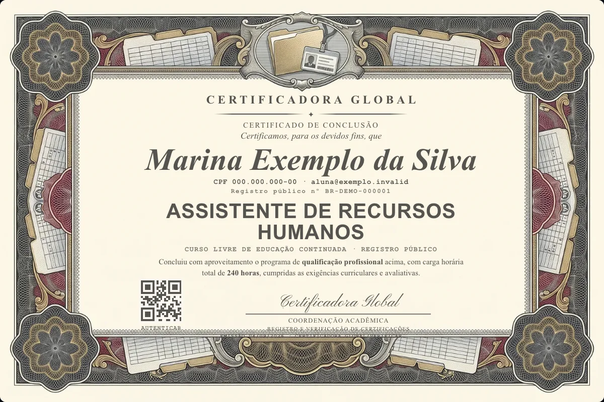 Capa do curso Assistente de Recursos Humanos