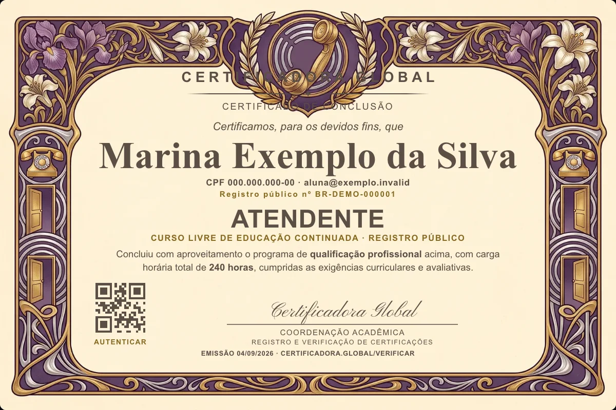Capa do curso Atendente