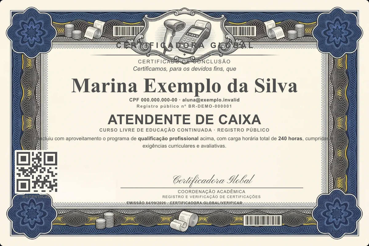 Capa do curso Atendente de Caixa