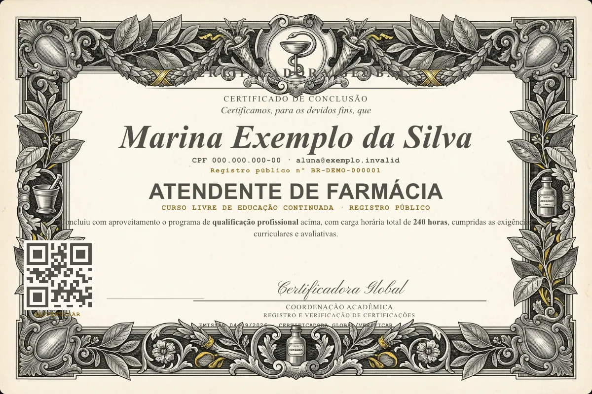Capa do curso Atendente de Farmácia