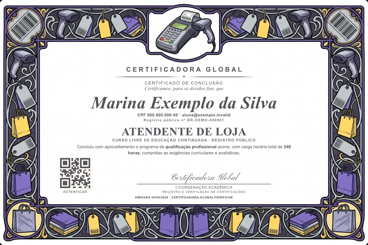 Capa do curso Atendente de Loja