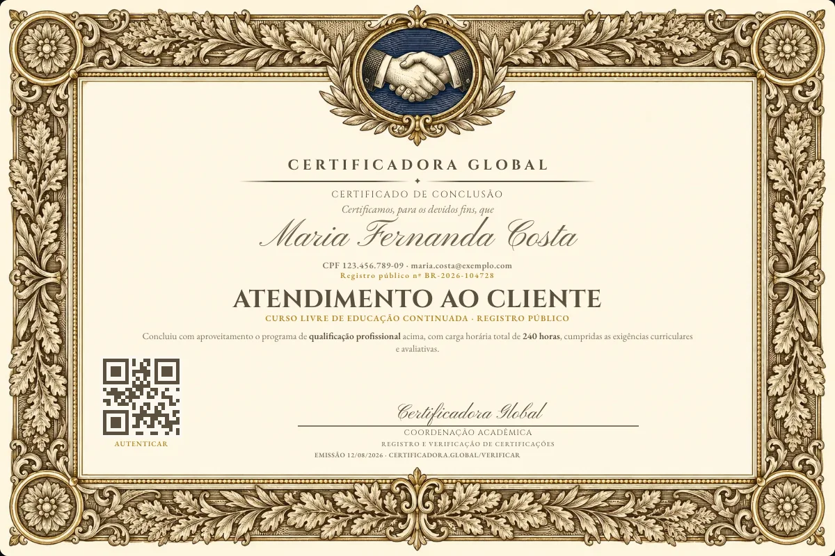 Capa do curso Atendimento ao Cliente