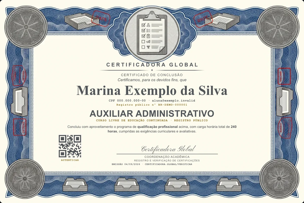 Capa do curso Auxiliar Administrativo