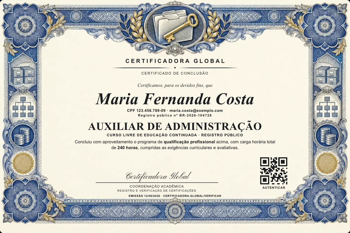 Capa do curso Auxiliar de Administração