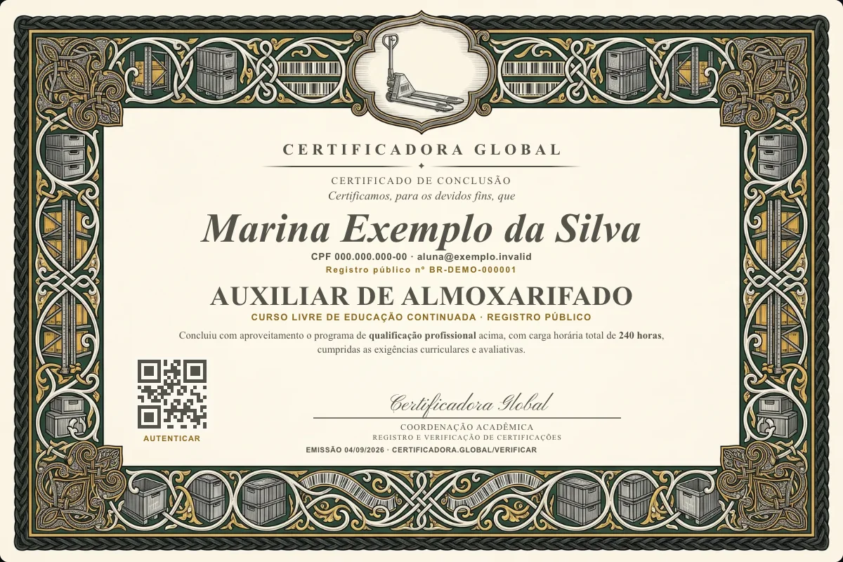 Capa do curso Auxiliar de Almoxarifado