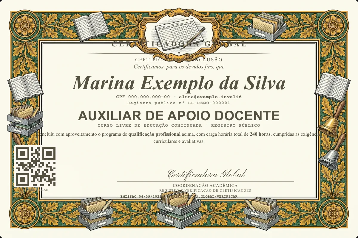 Capa do curso Auxiliar de Apoio Docente