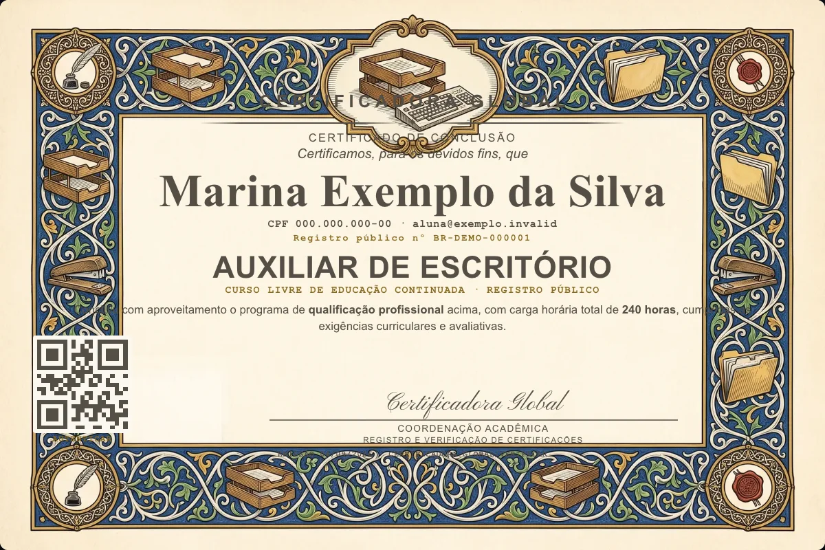 Capa do curso Auxiliar de Escritório