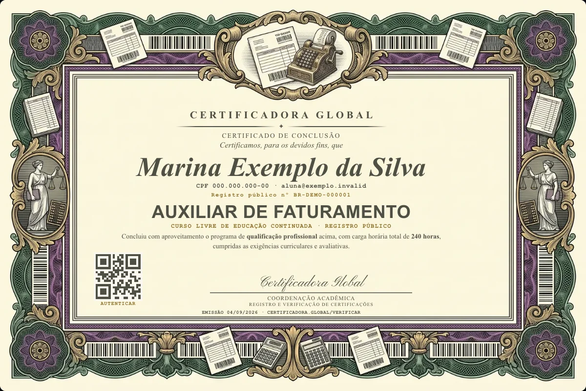 Capa do curso Auxiliar de Faturamento