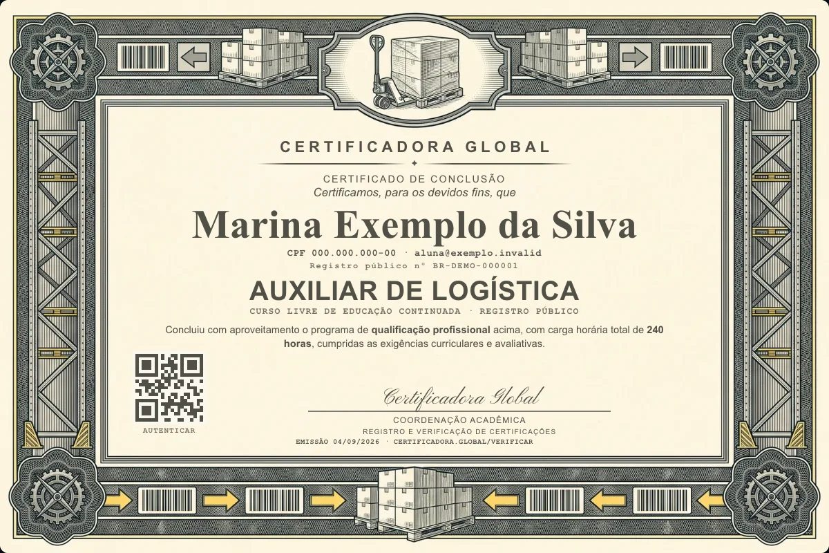 Capa do curso Auxiliar de Logística