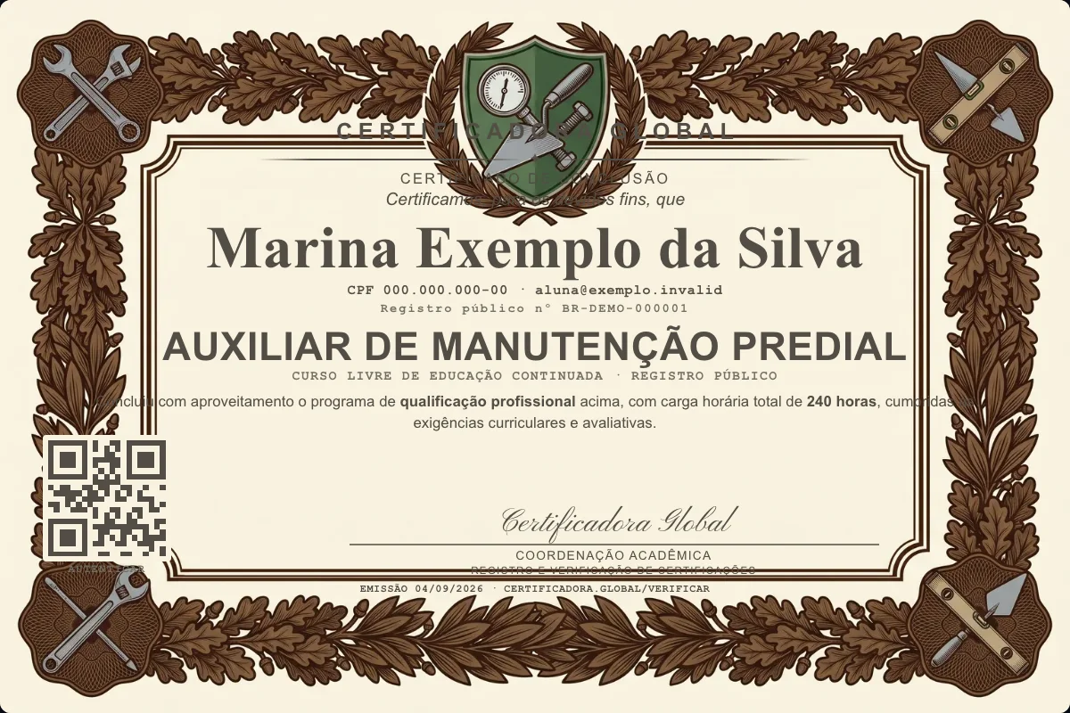 Capa do curso Auxiliar de Manutenção Predial