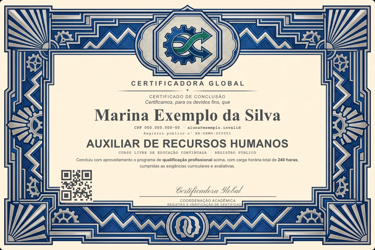 Capa do curso Auxiliar de Recursos Humanos