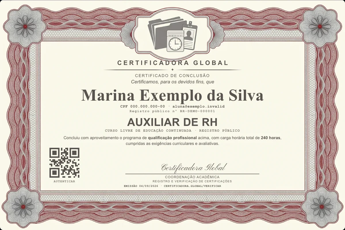 Capa do curso Auxiliar de RH