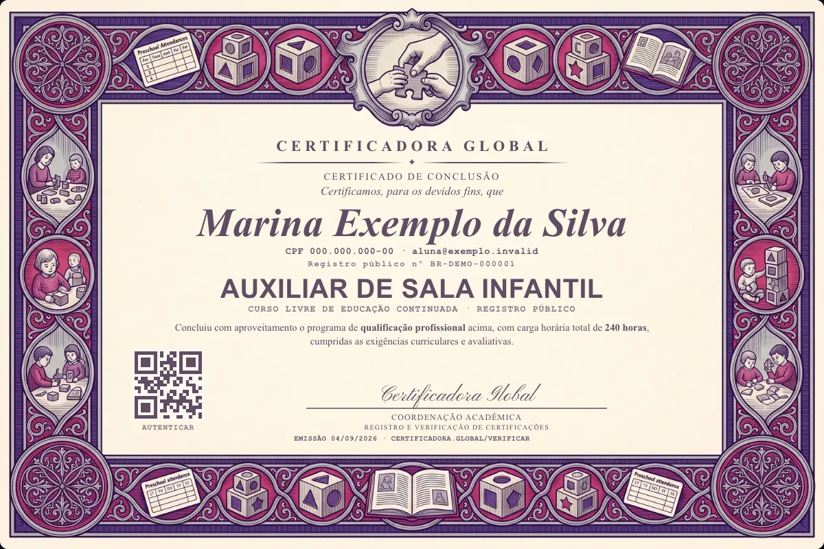 Capa do curso Auxiliar de Sala Infantil