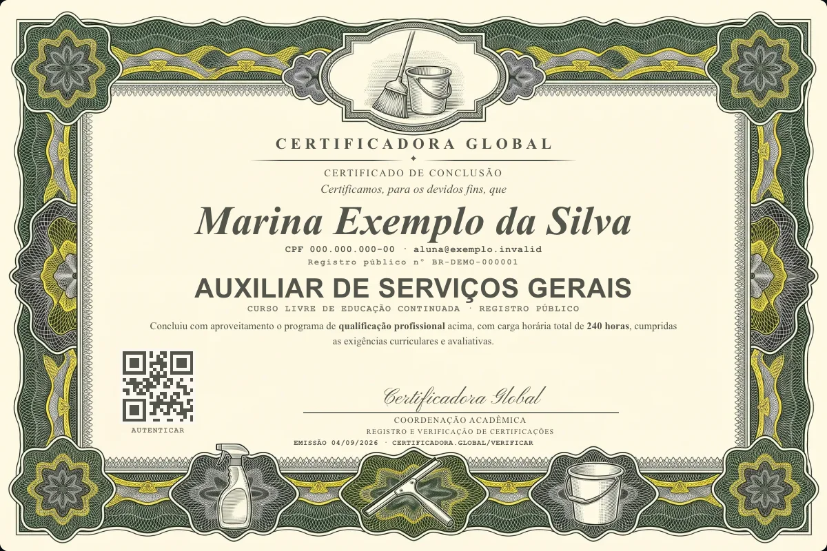 Capa do curso Auxiliar de Serviços Gerais