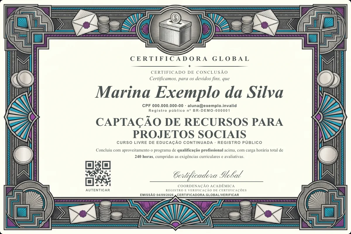 Capa do curso Captação de Recursos para Projetos Sociais