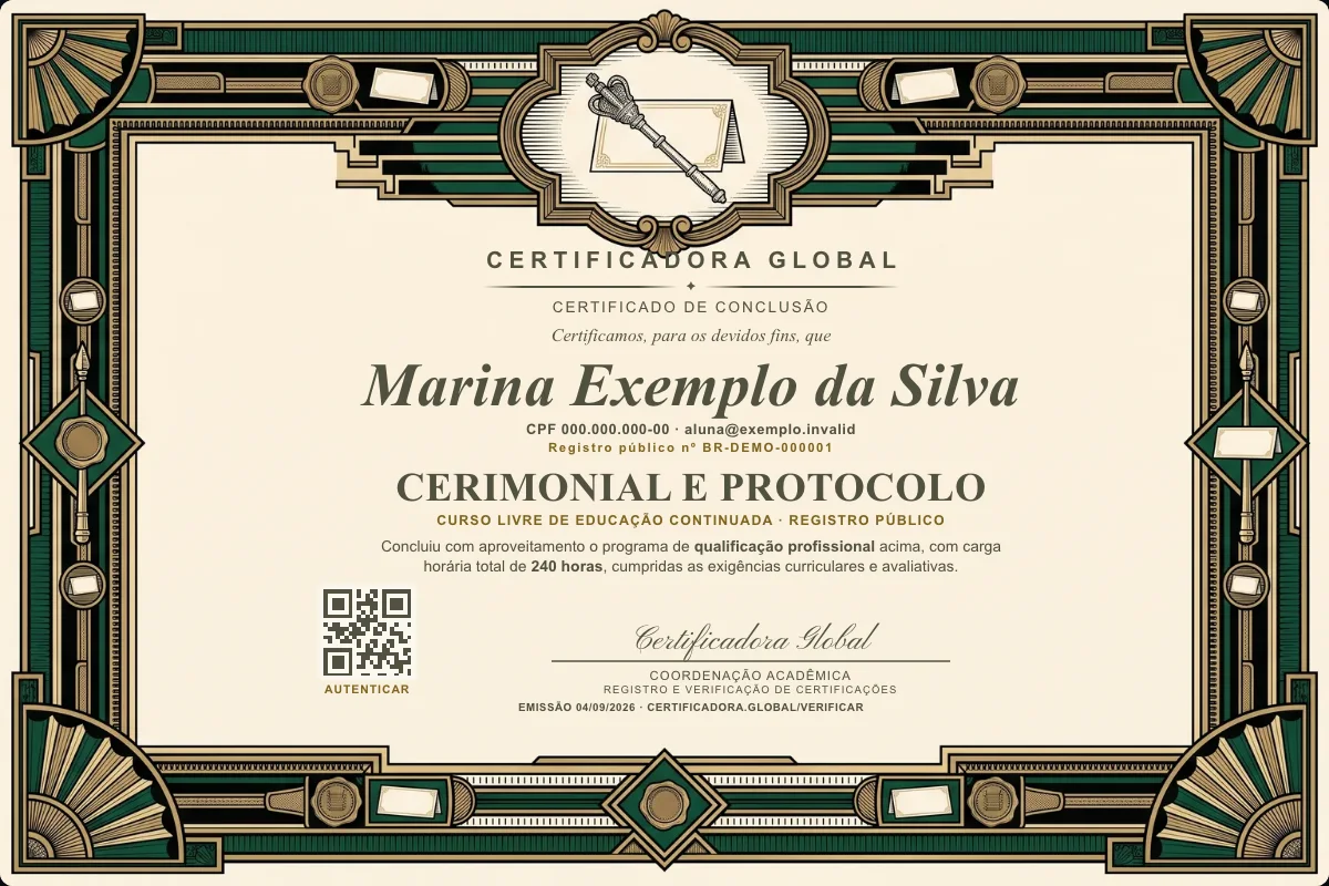 Capa do curso Cerimonial e Protocolo