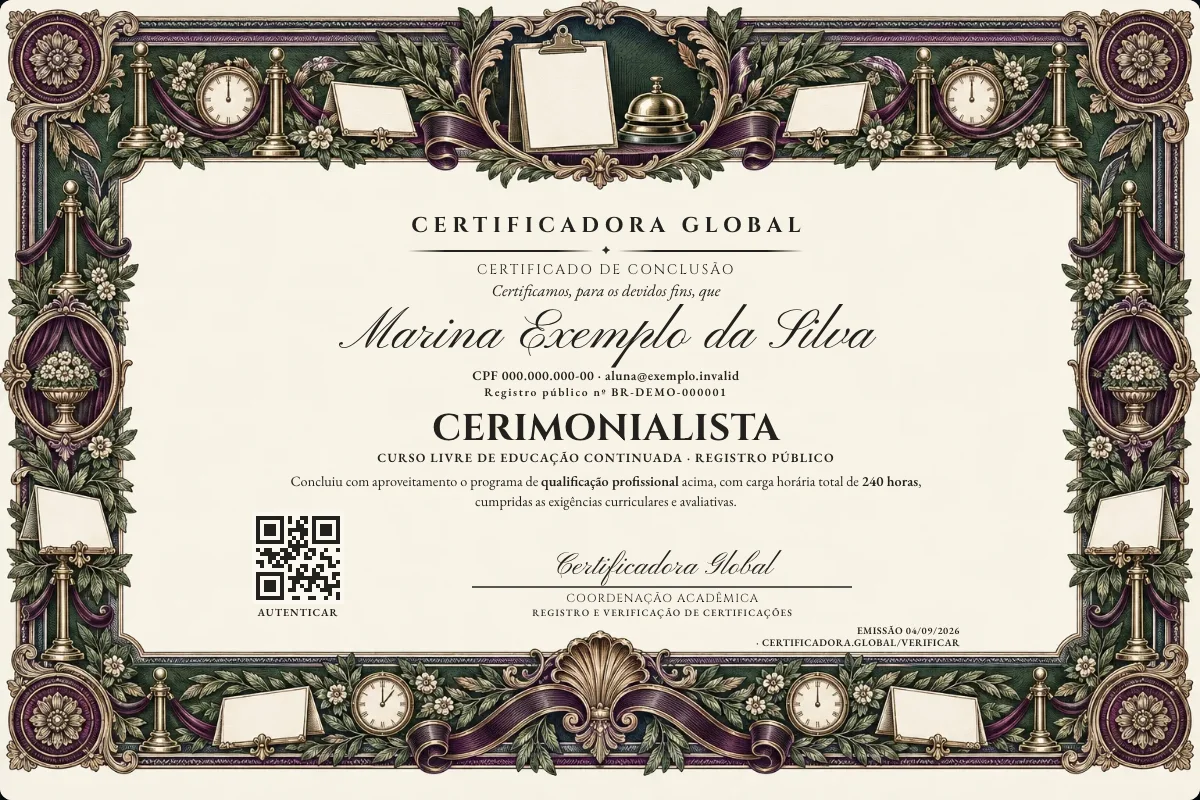 Capa do curso Cerimonialista