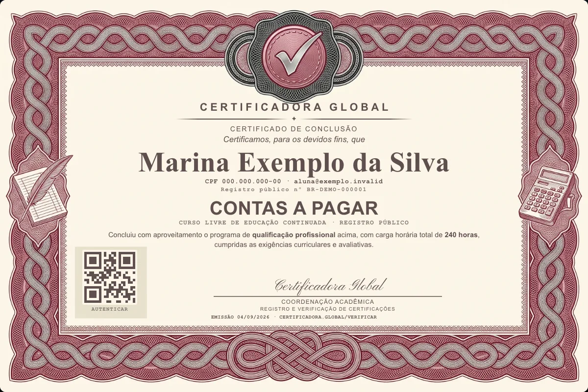 Capa do curso Contas a Pagar