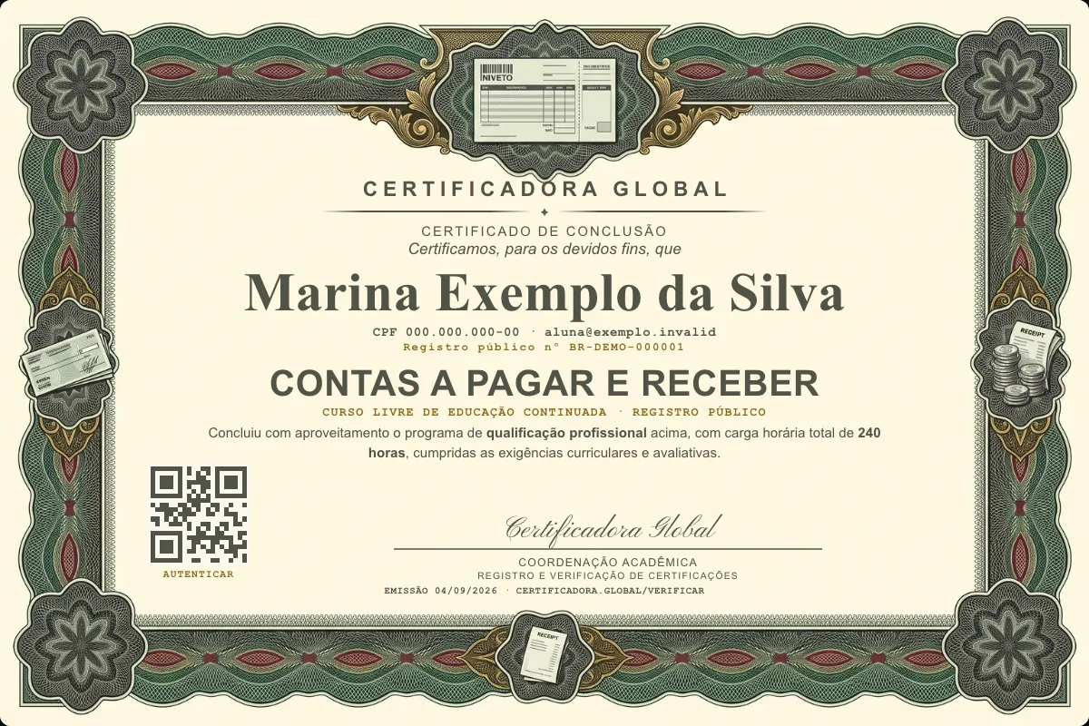 Capa do curso Contas a Pagar e Receber
