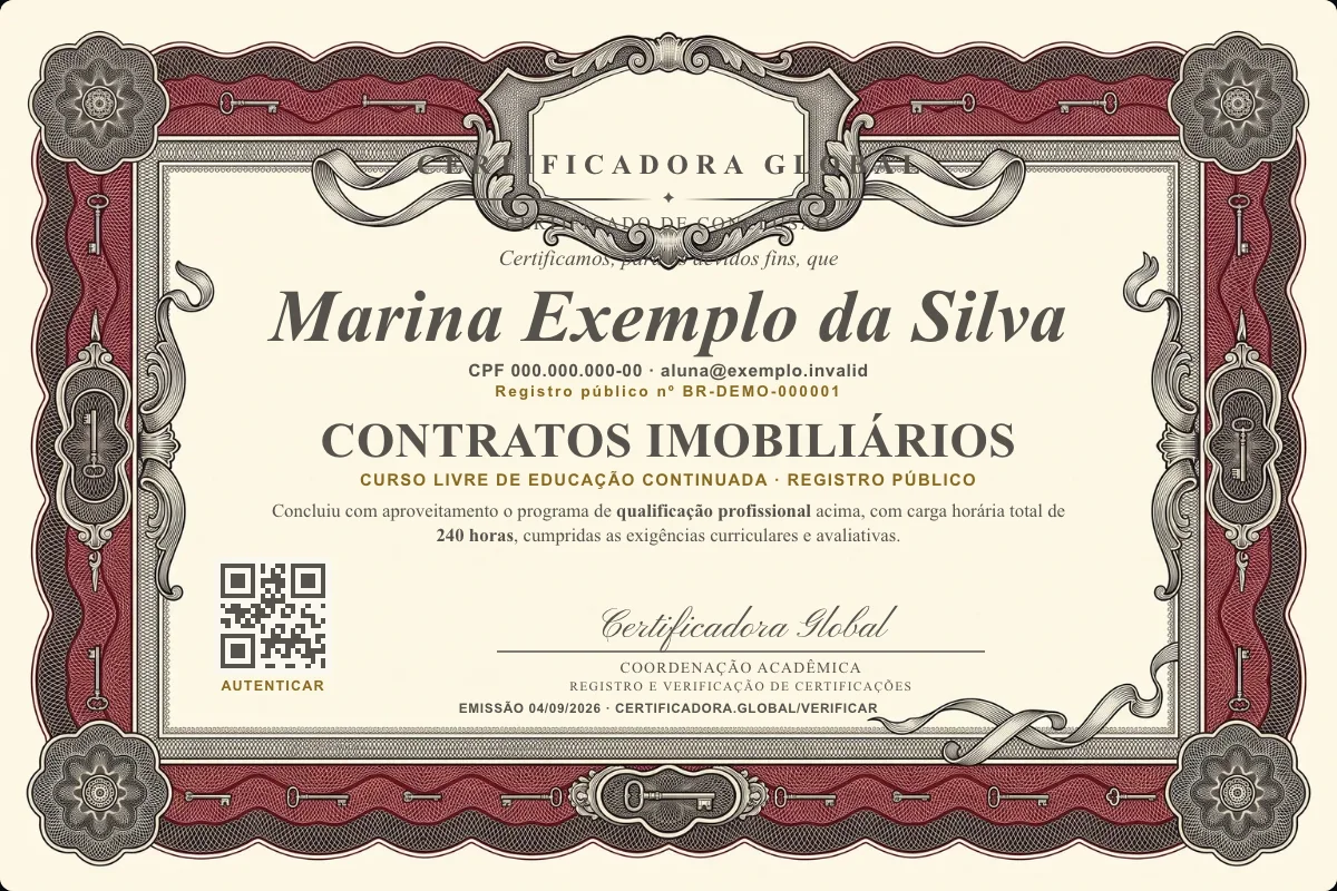 Capa do curso Contratos Imobiliários