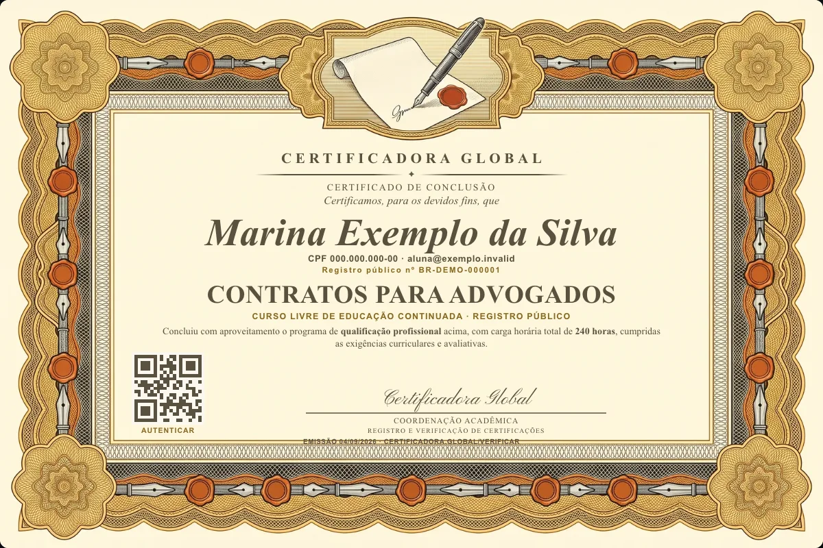 Capa do curso Contratos para Advogados