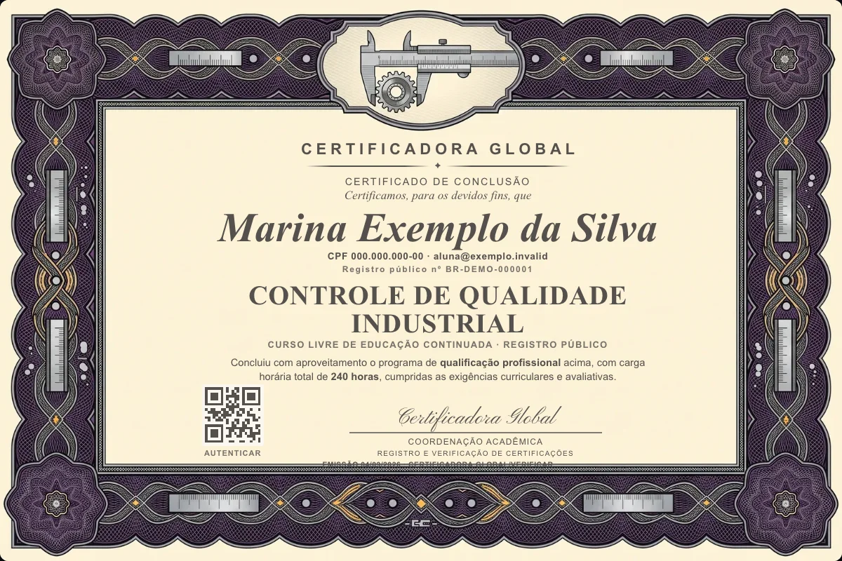 Capa do curso Controle de Qualidade Industrial