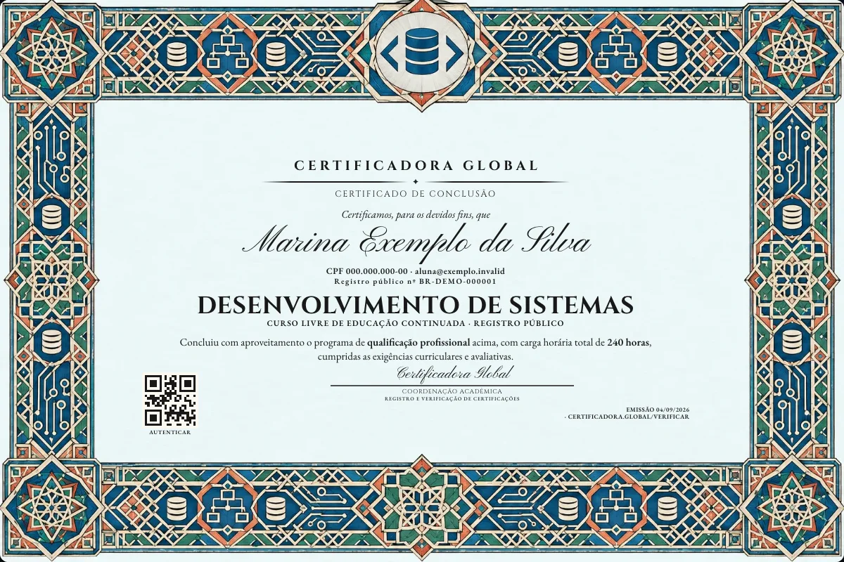 Capa do curso Desenvolvimento de Sistemas