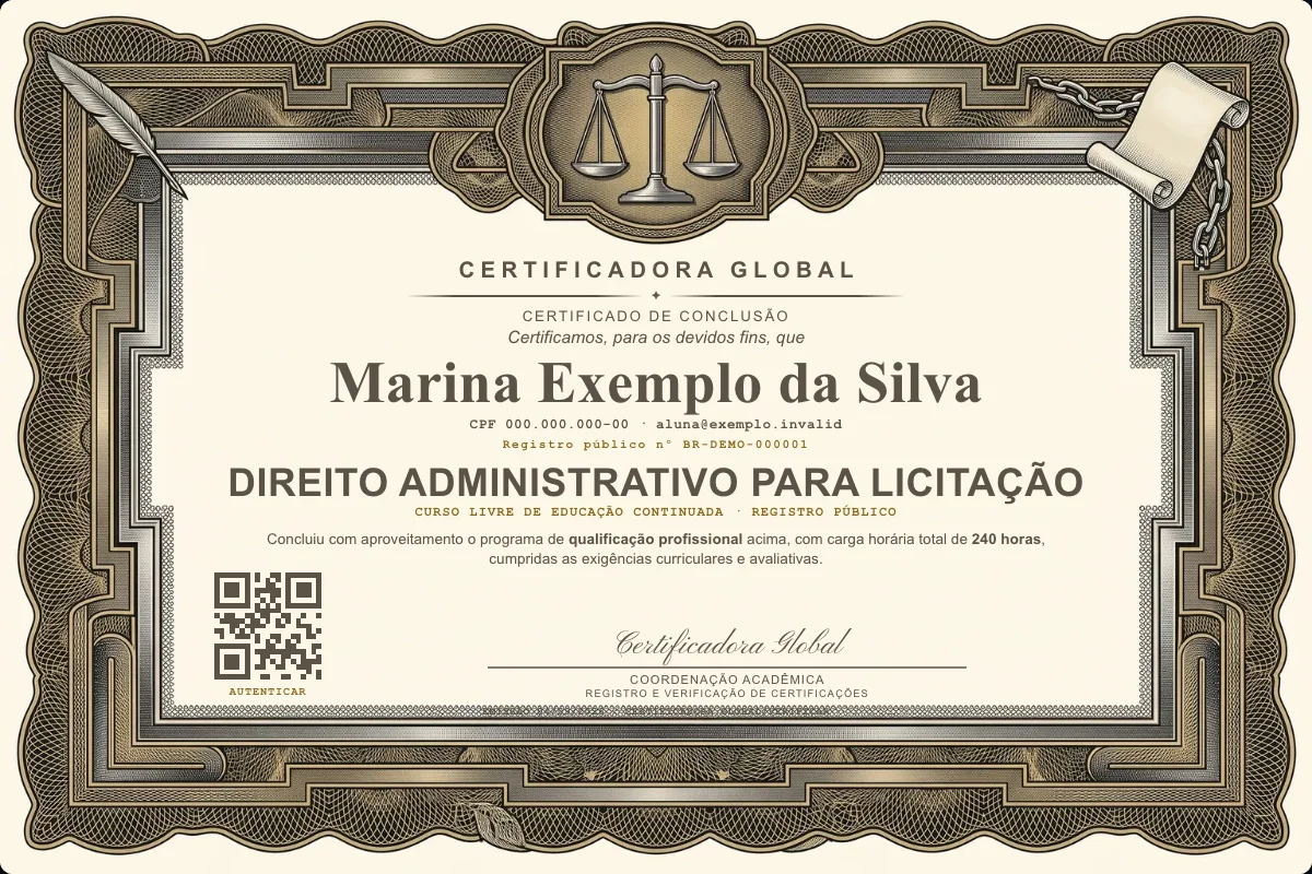 Capa do curso Direito Administrativo para Licitação