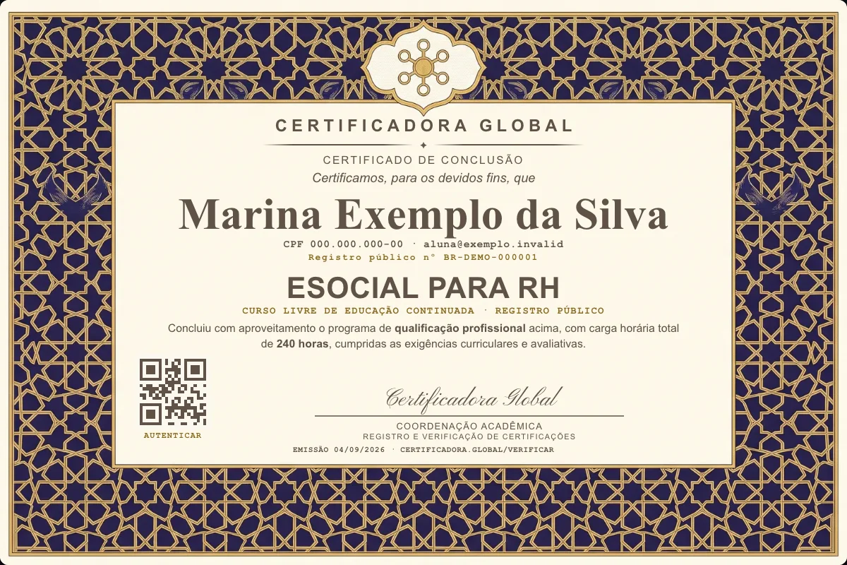 Capa do curso Esocial para RH