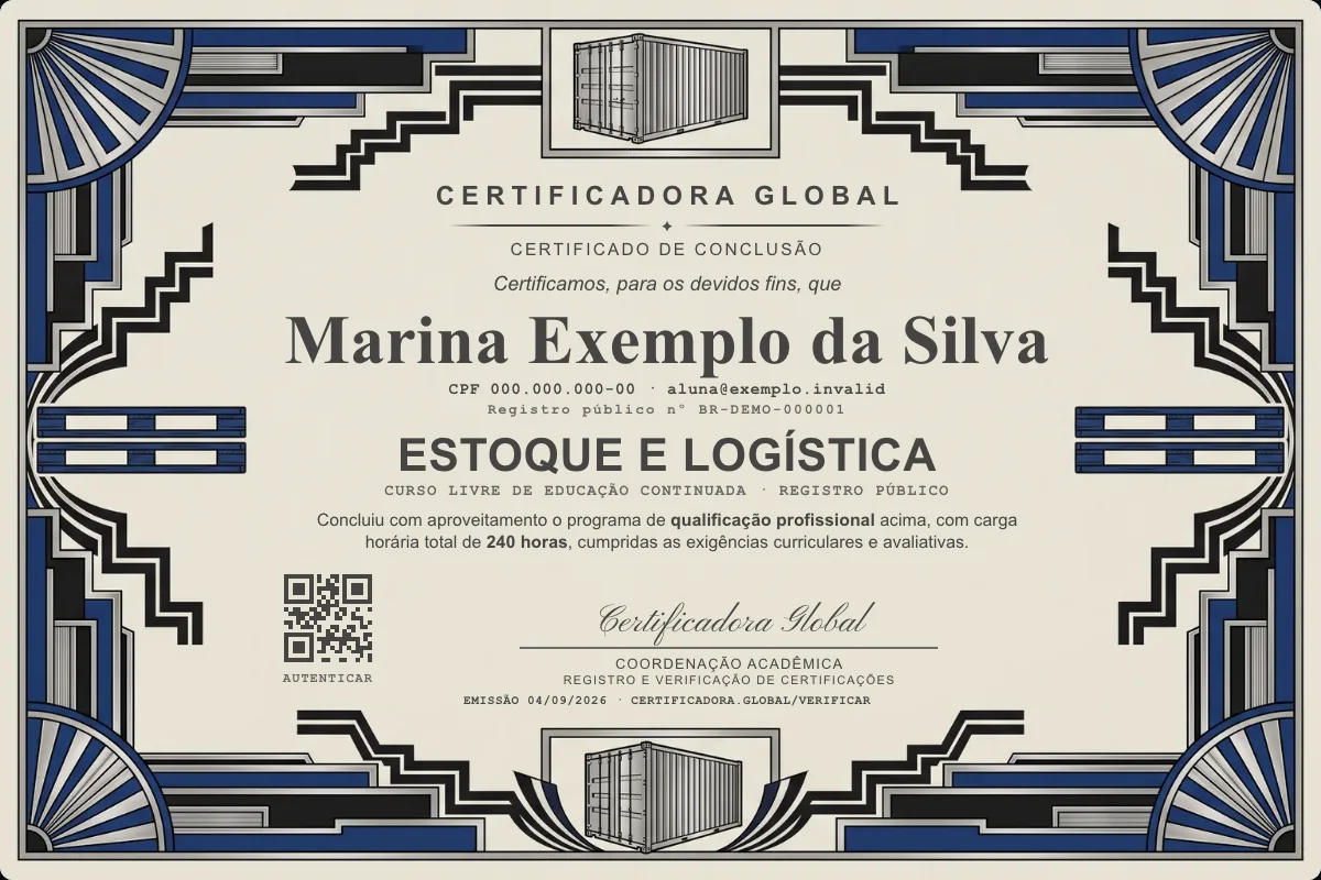 Capa do curso Estoque e Logística