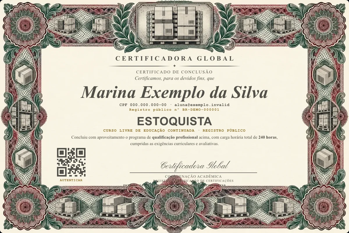 Capa do curso Estoquista