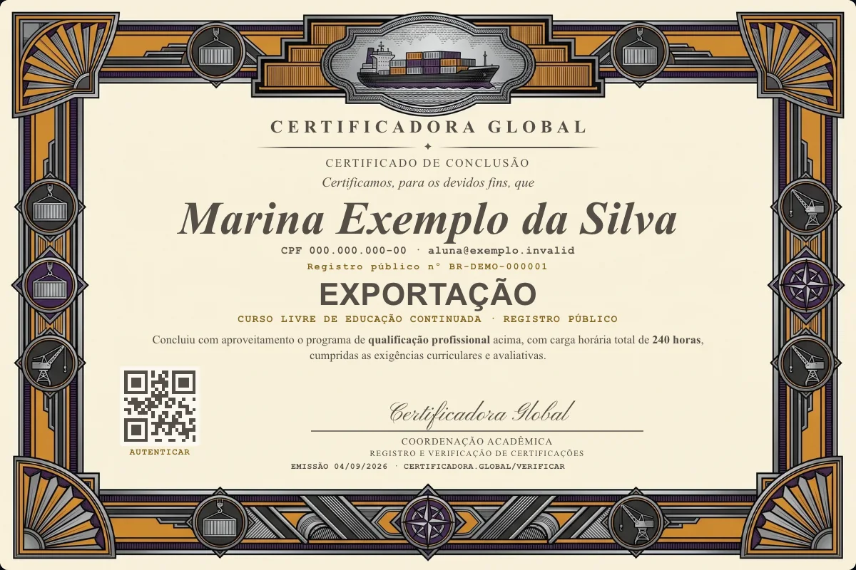 Capa do curso Exportação