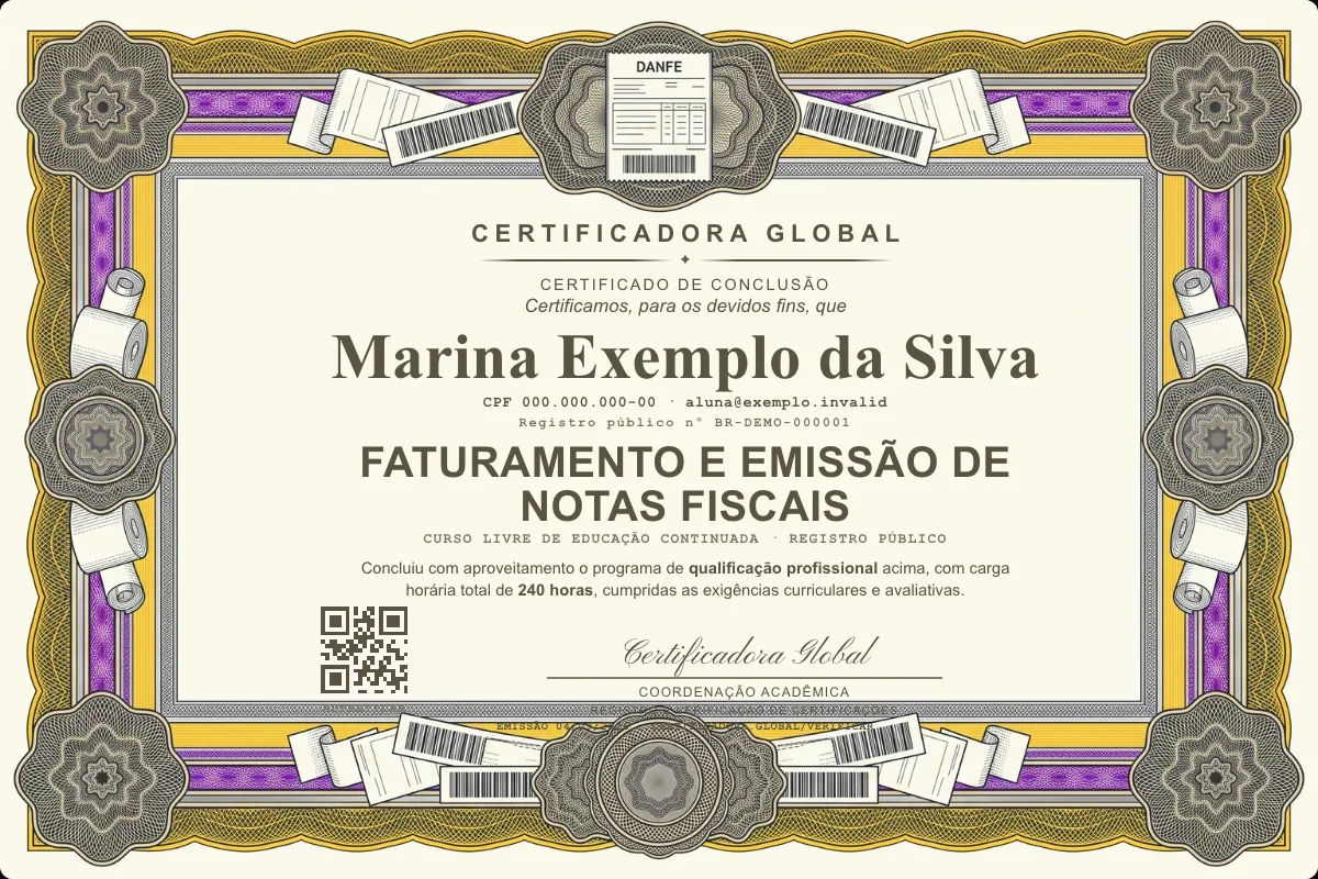 Capa do curso Faturamento e Emissão de Notas Fiscais