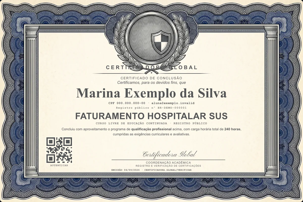 Capa do curso Faturamento Hospitalar SUS
