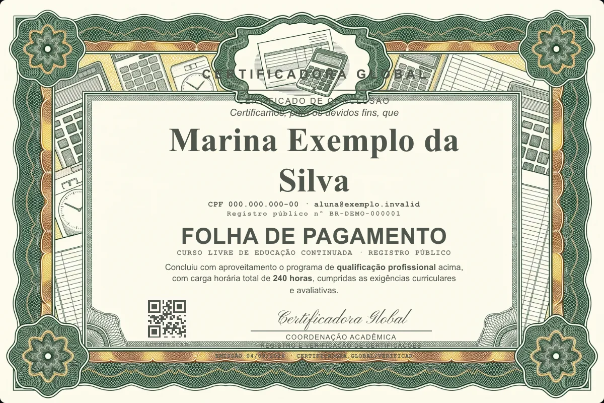 Capa do curso Folha de Pagamento