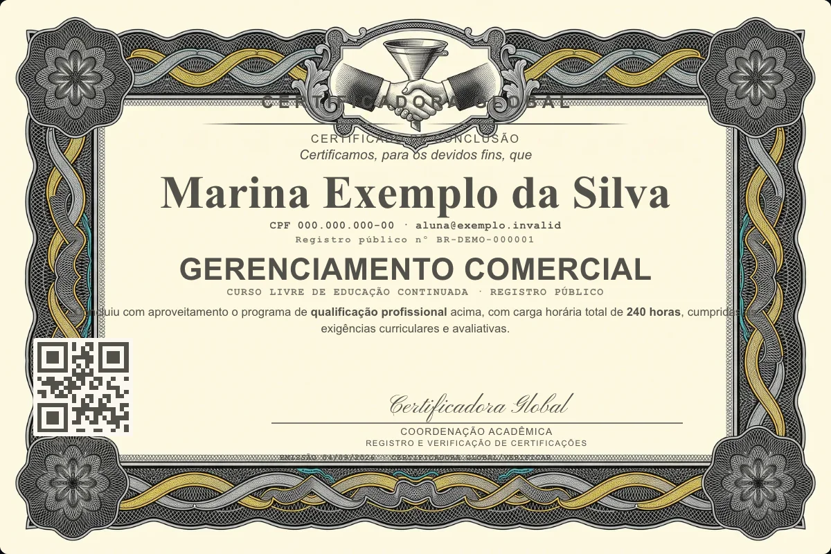 Capa do curso Gerenciamento Comercial