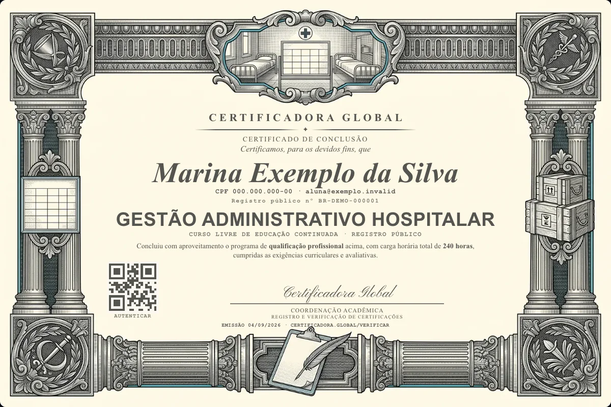 Capa do curso Gestão Administrativo Hospitalar