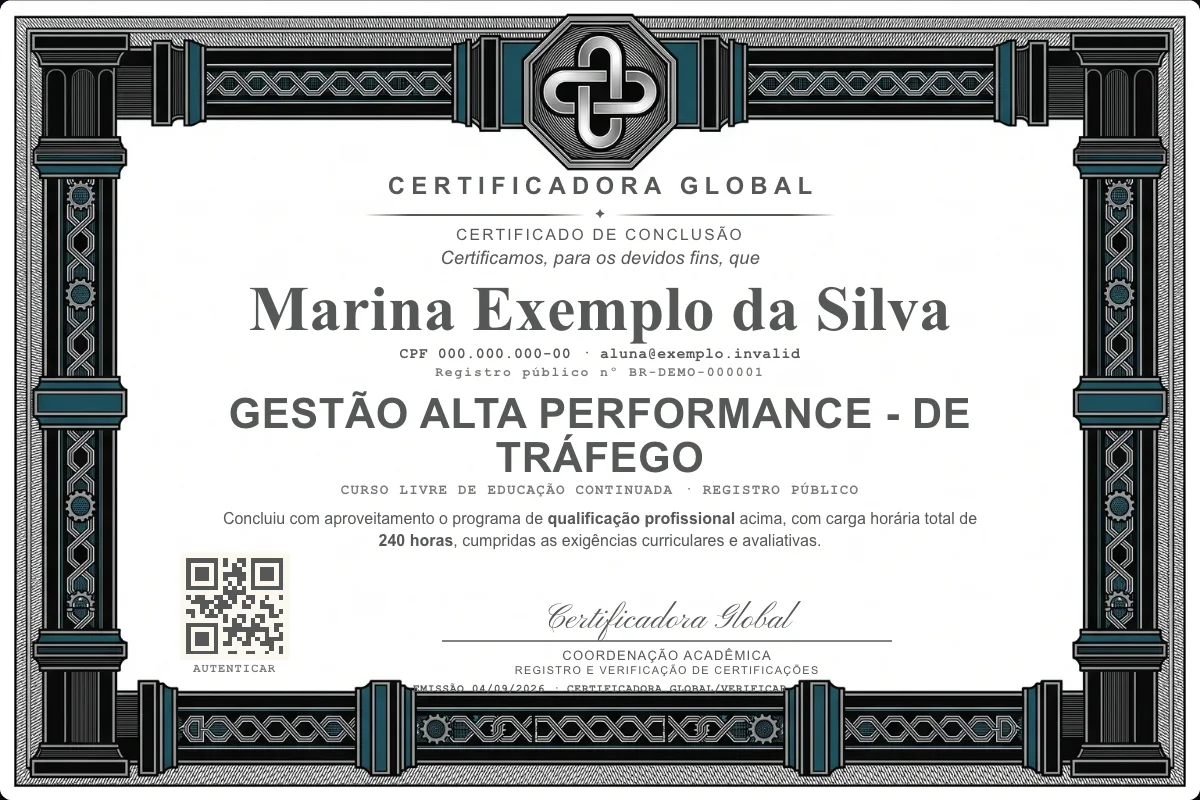 Capa do curso Gestão Alta Performance - de Tráfego