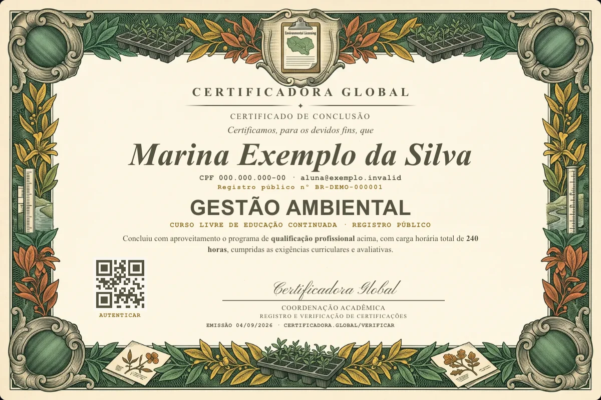 Capa do curso Gestão Ambiental