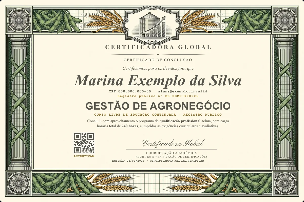 Capa do curso Gestão de Agronegócio