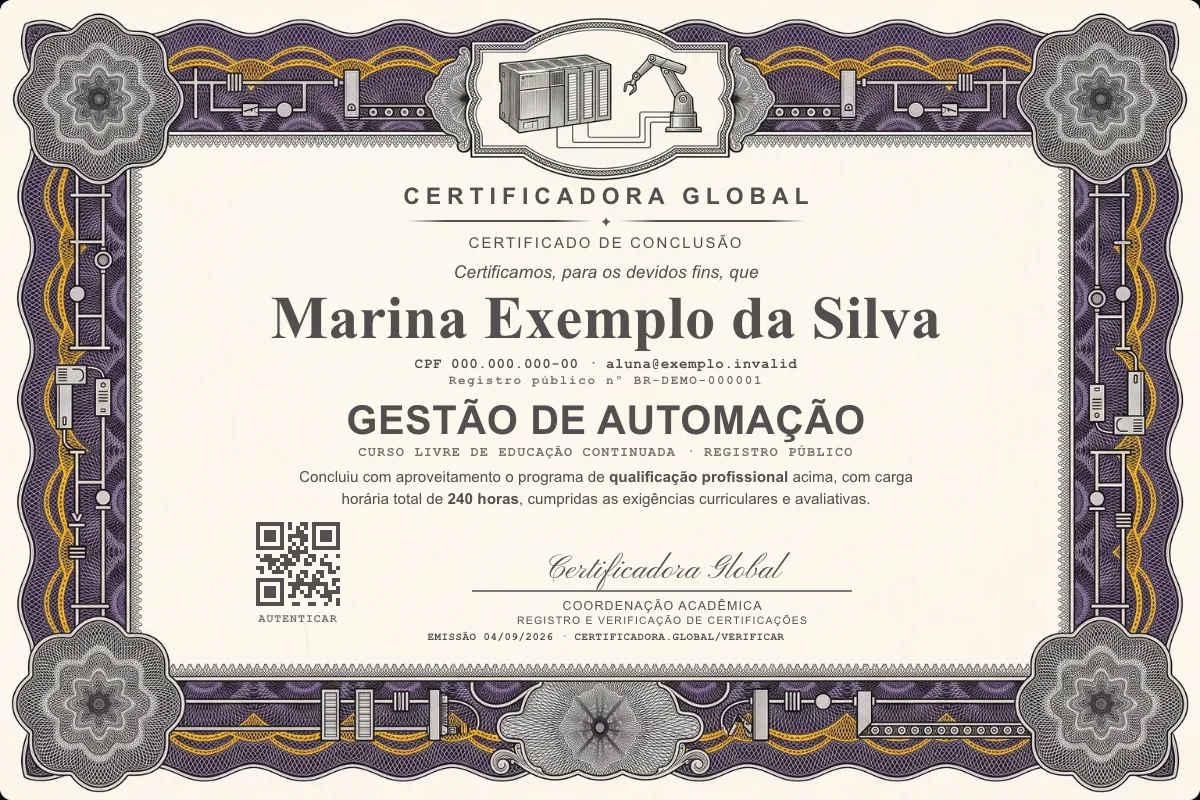 Capa do curso Gestão de Automação