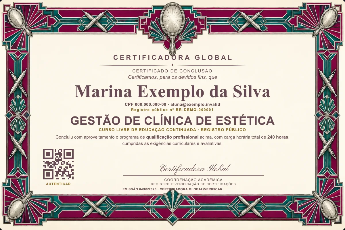 Capa do curso Gestão de Clínica de Estética
