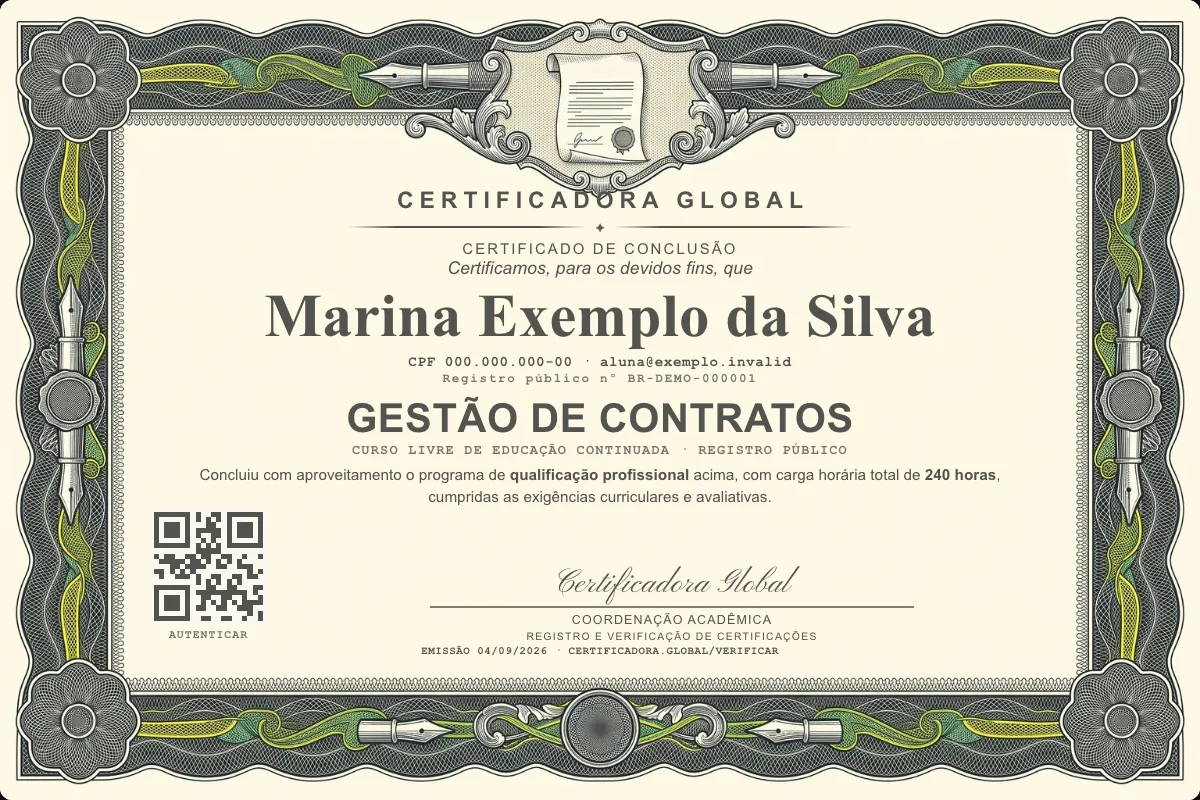 Capa do curso Gestão de Contratos