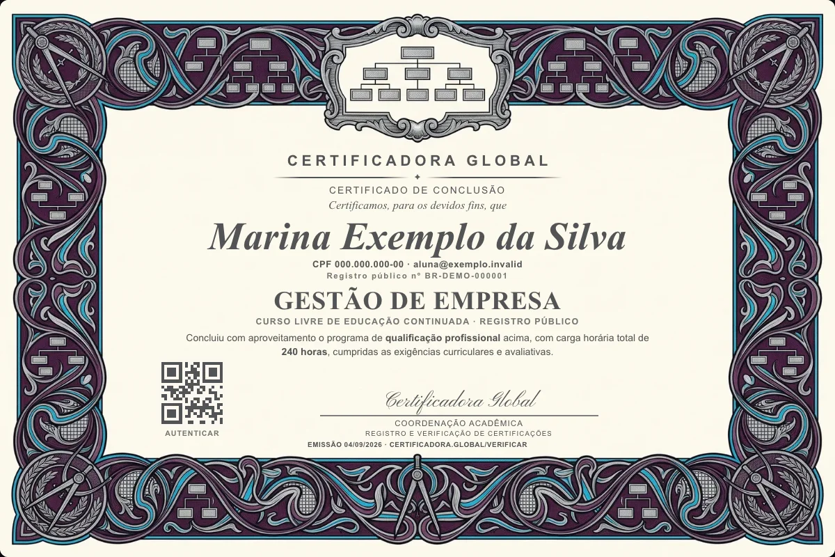 Capa do curso Gestão de Empresa