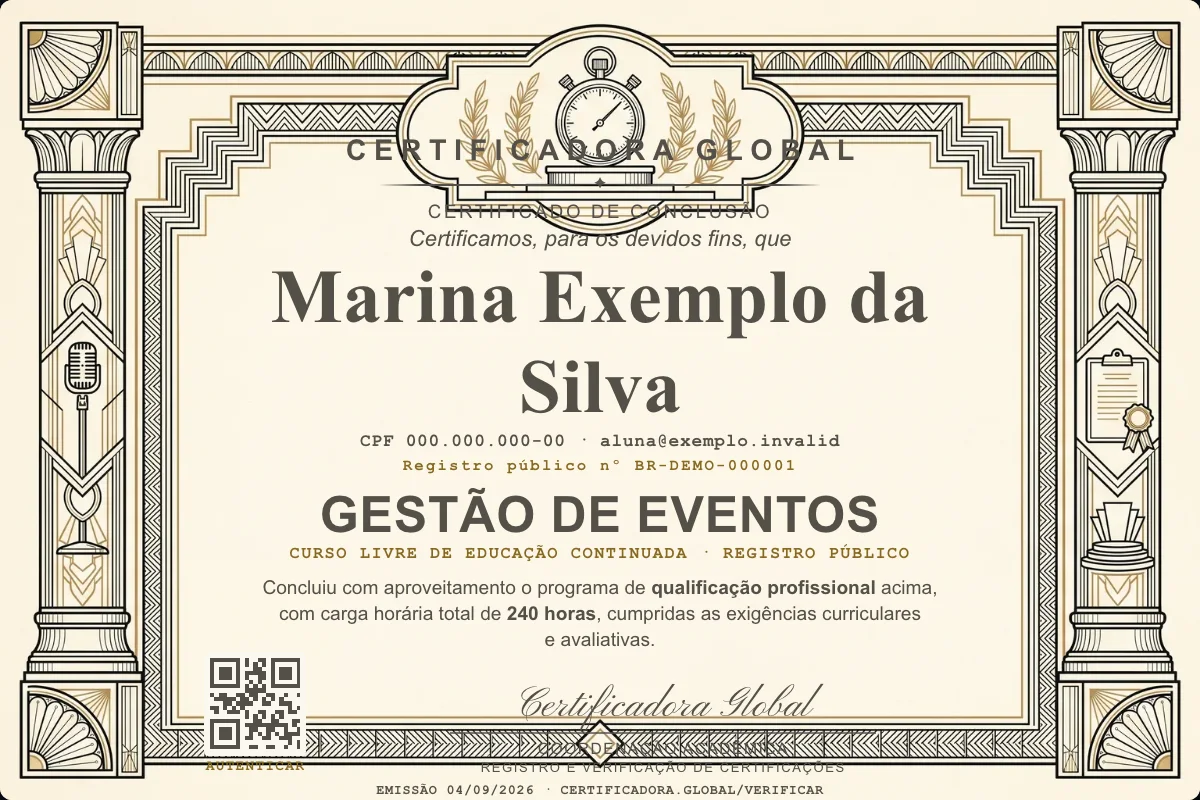 Capa do curso Gestão de Eventos