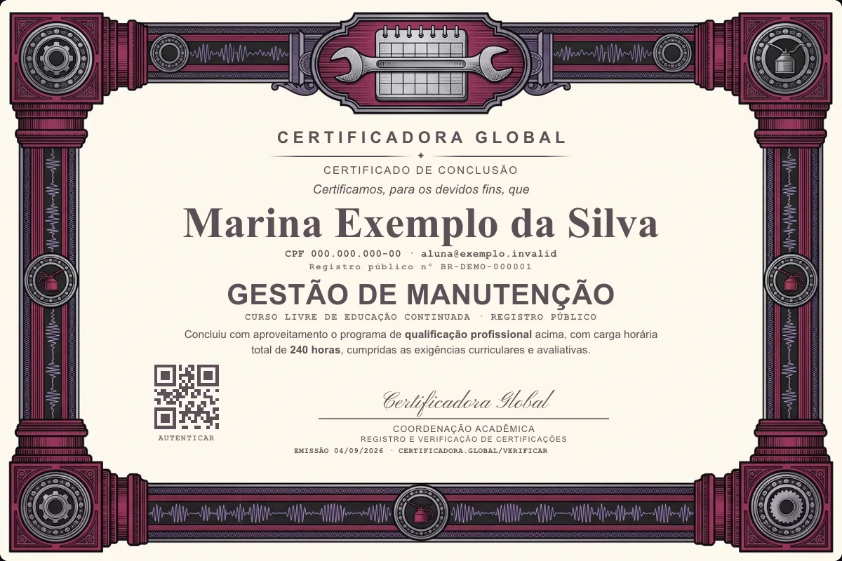 Capa do curso Gestão de Manutenção