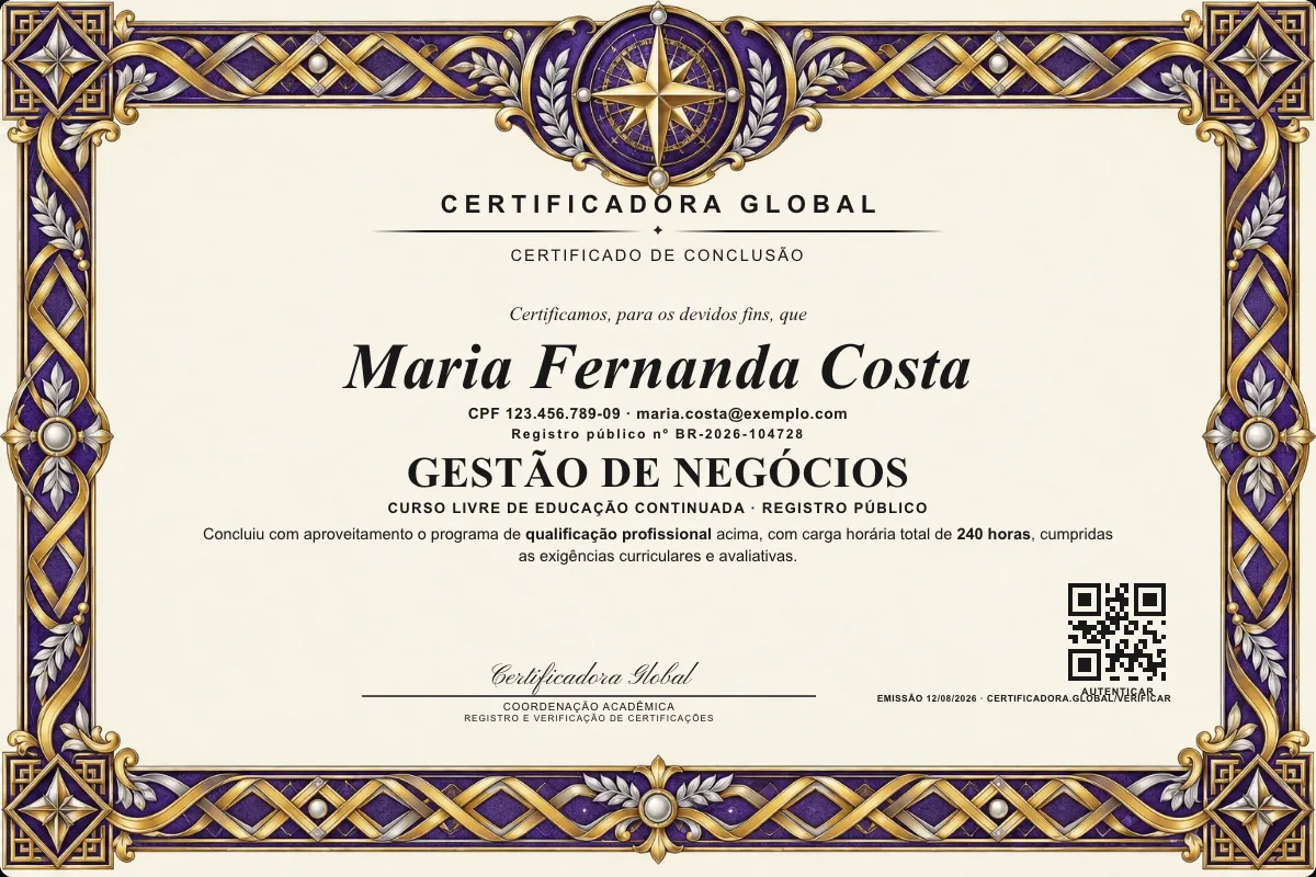 Capa do curso Gestão de Negócios