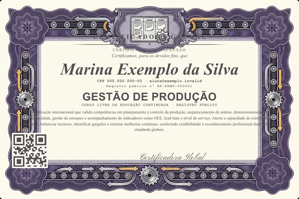 Capa do curso Gestão de Produção
