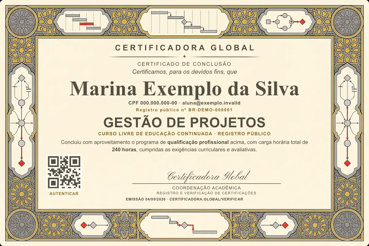 Capa do curso Gestão de Projetos